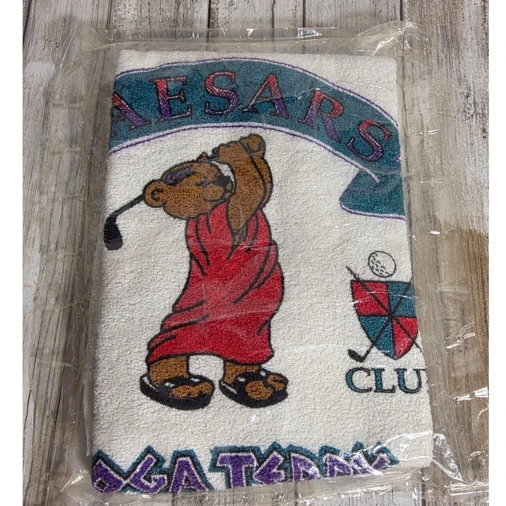 Vintage Caesars Palace Vegas Teddy Golf Towel New Sealed Toga‎ Bear Las Vegas